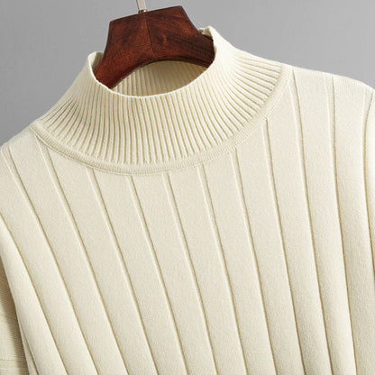 Women's autumn winter ribbed half-high collar pullover two-piece suit