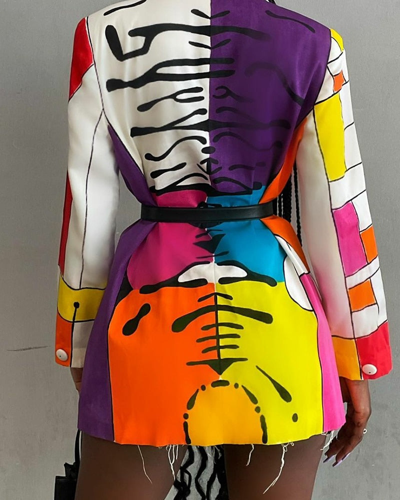 Women's elegant blazer with colorful patterns