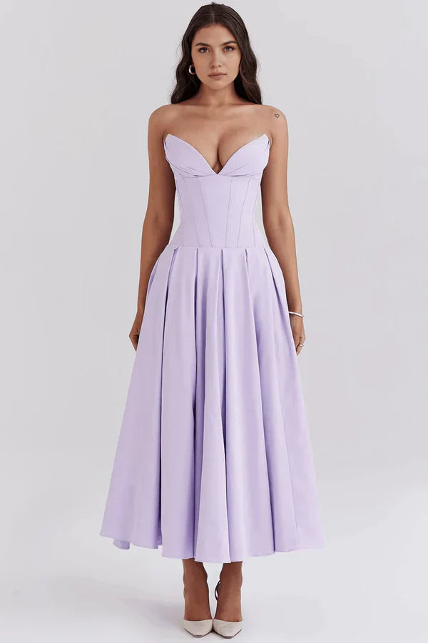 Women's Strapless Evening Gown - Sweetheart Neckline - Fitted Bodice - A-Line Silhouette