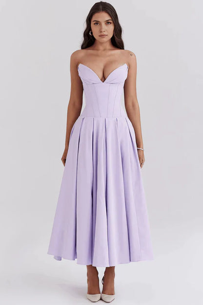 Women's Strapless Evening Gown - Sweetheart Neckline - Fitted Bodice - A-Line Silhouette