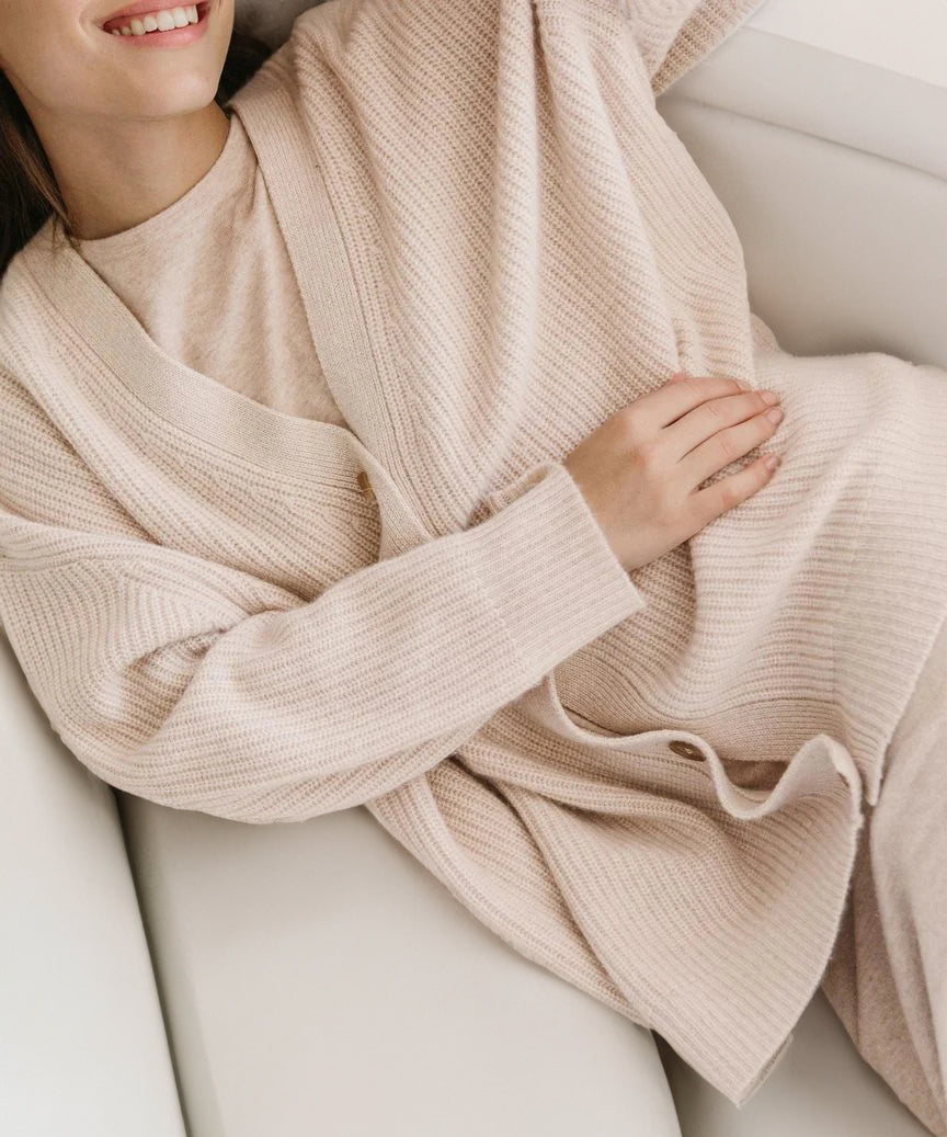 Thin Knitted V-Neck Button-Down Cocoon Cardigan