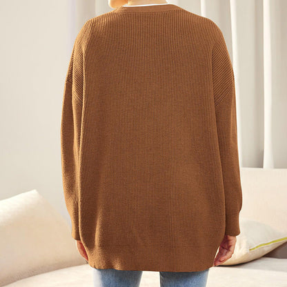 Women's v-neck button-down thin knitted cocoon cardigan