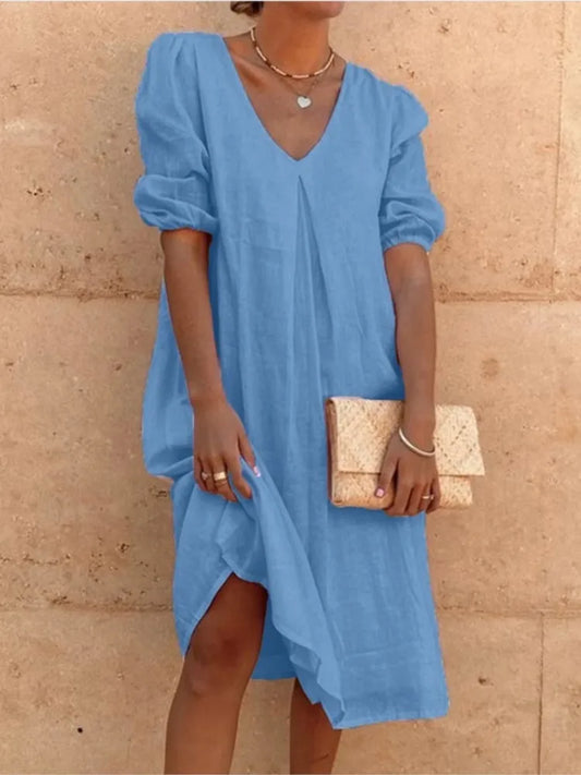 Natural Fibers Relaxed Fit Midi Dress 