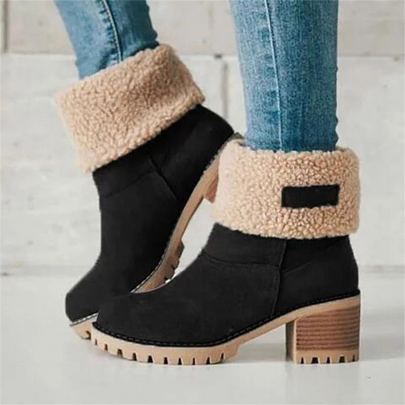 Women's slip-on block heel boots