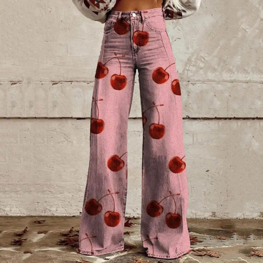 Cherry Blossom Wide-Leg Pants