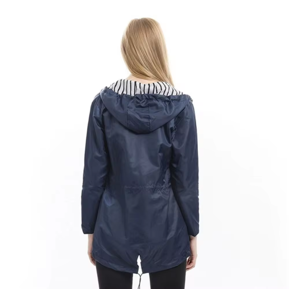 Women's waterproof hooded raincoat