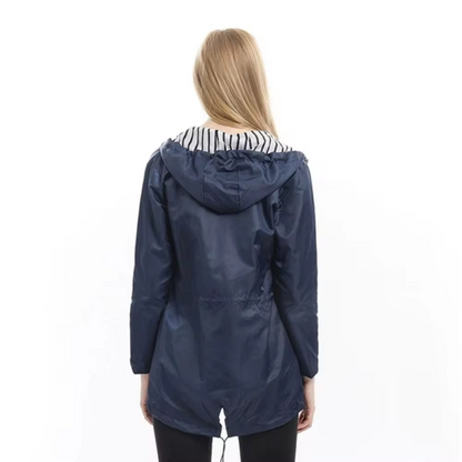 Women's waterproof hooded raincoat