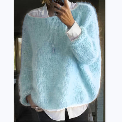 Women's  fuzzy off-shoulder oversized sweater