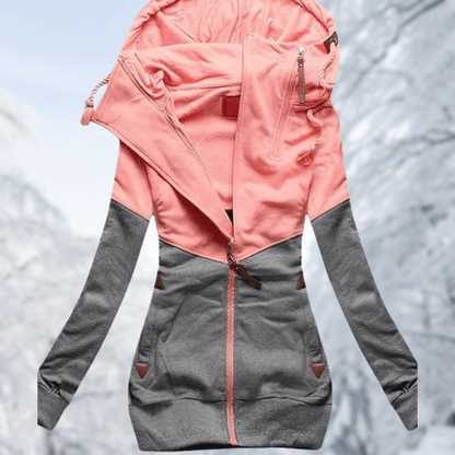 Women's zipper hooded sweatshirt