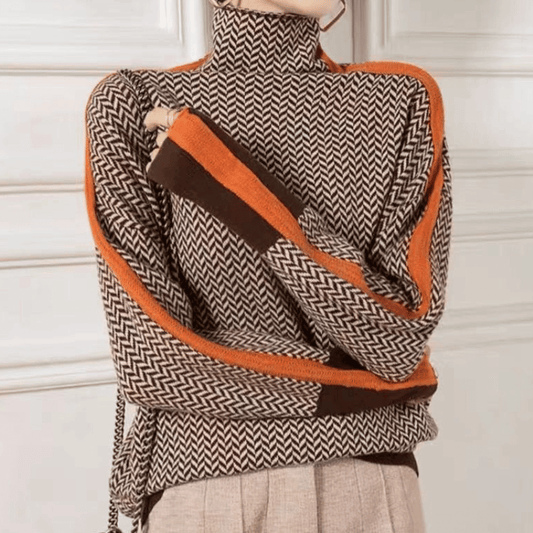 High Collar Retro Knitted Sweater