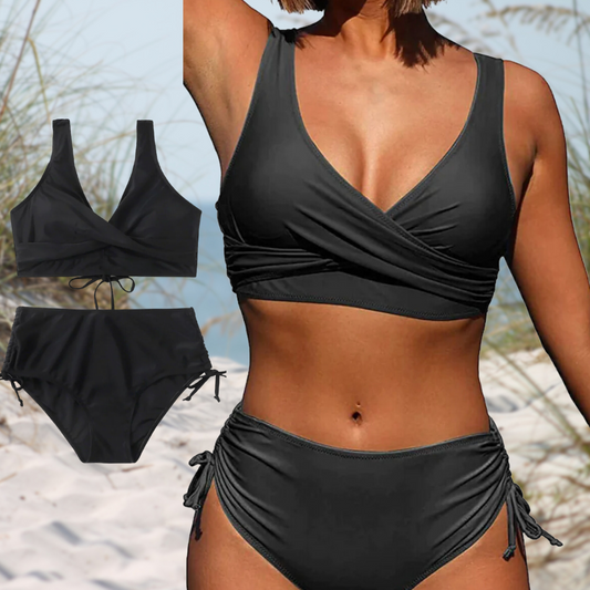 Breathable High-Waisted Ruched Side Bikini Set 