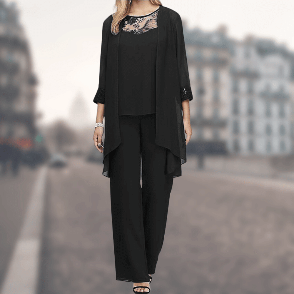 Lace Detail Relaxed Fit Three-Piece Ensemble