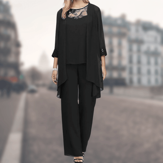Lace Detail Relaxed Fit Three-Piece Ensemble