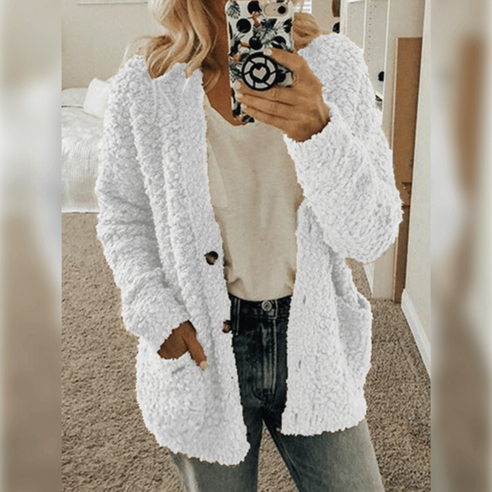 Women's cozy textured button-up cardigan