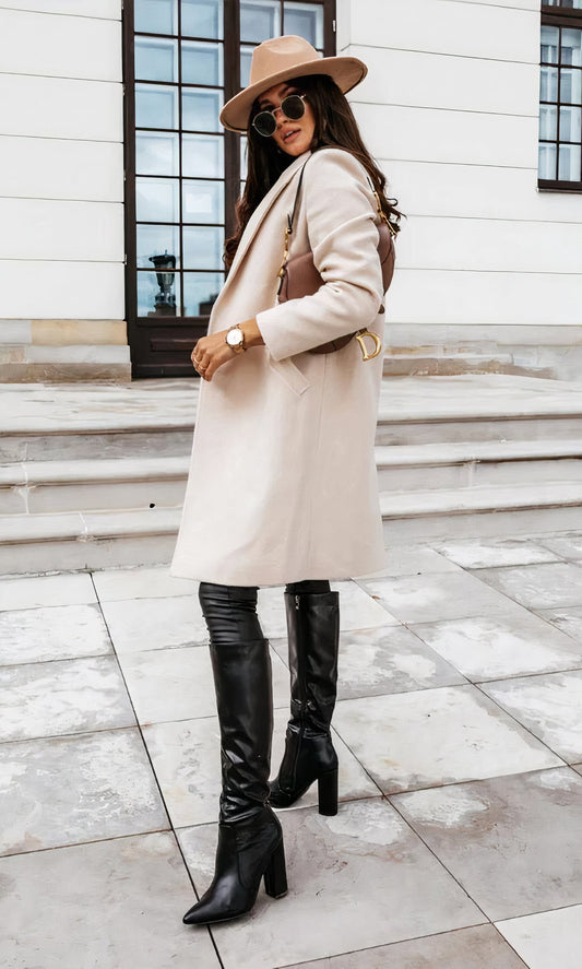 Autumn Lapel Button Midi Coat