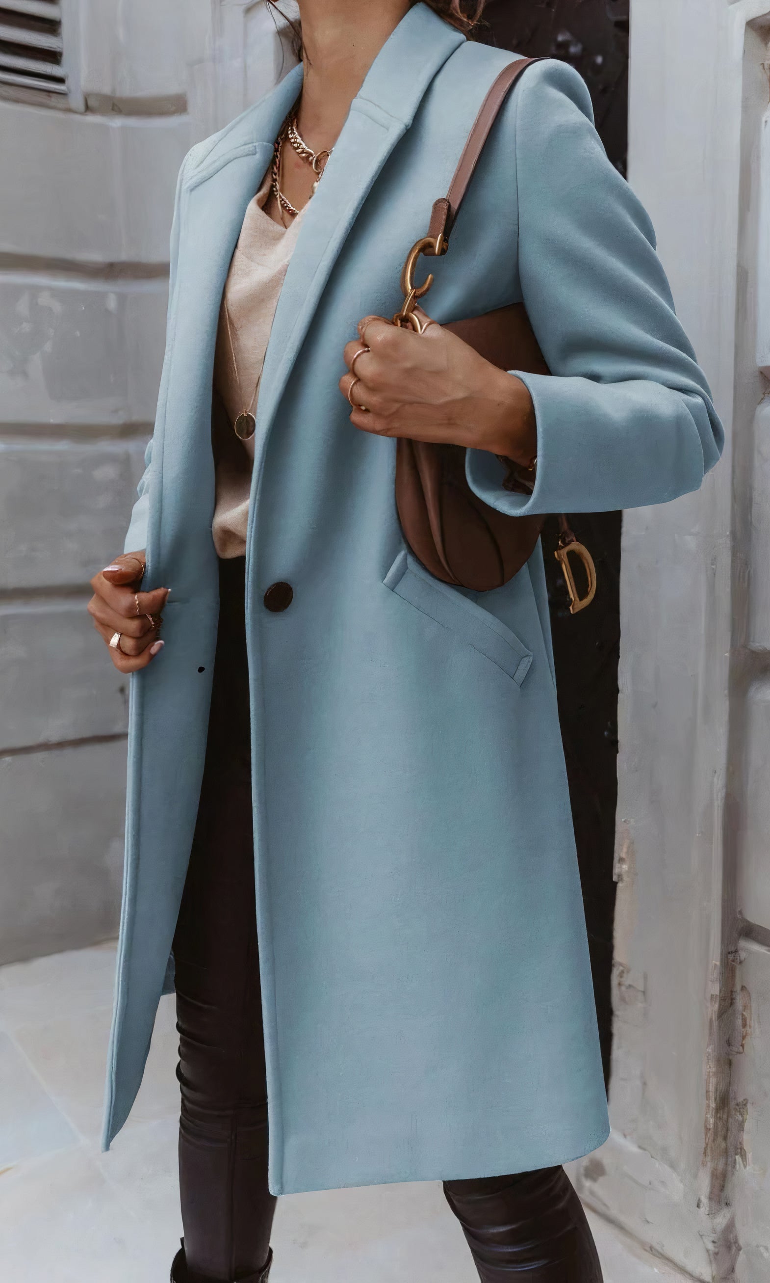 Autumn Lapel Button Midi Coat