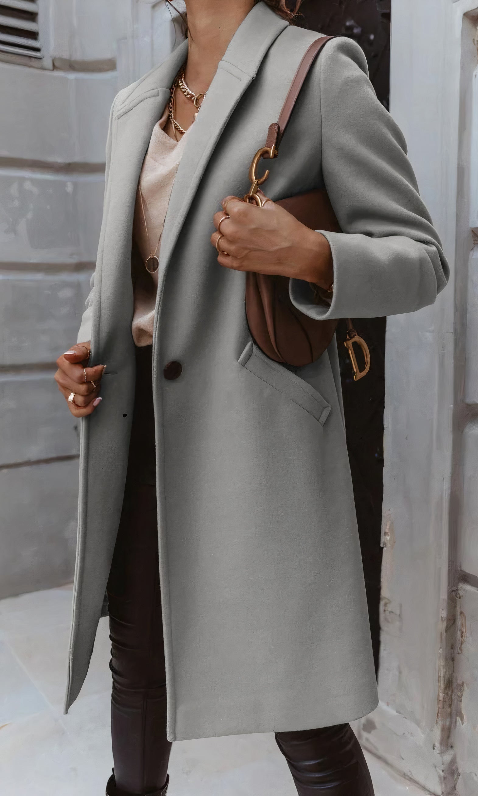 Autumn Lapel Button Midi Coat