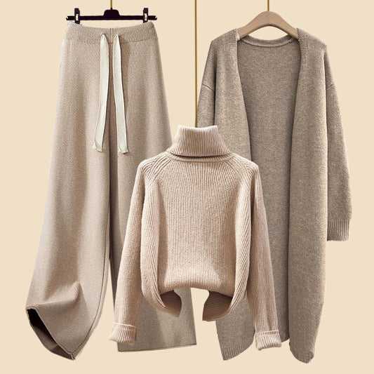 Knitted Sweater Wide-Leg Cardigan Set