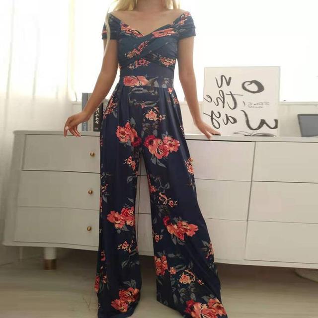 Floral Print Off-Shoulder Wrap Jumpsuit