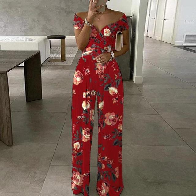 Floral Print Off-Shoulder Wrap Jumpsuit
