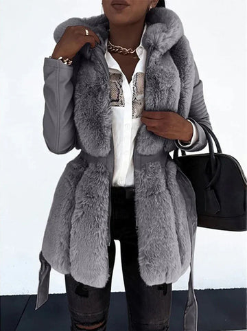 Elegant mid-length winter coat with belt