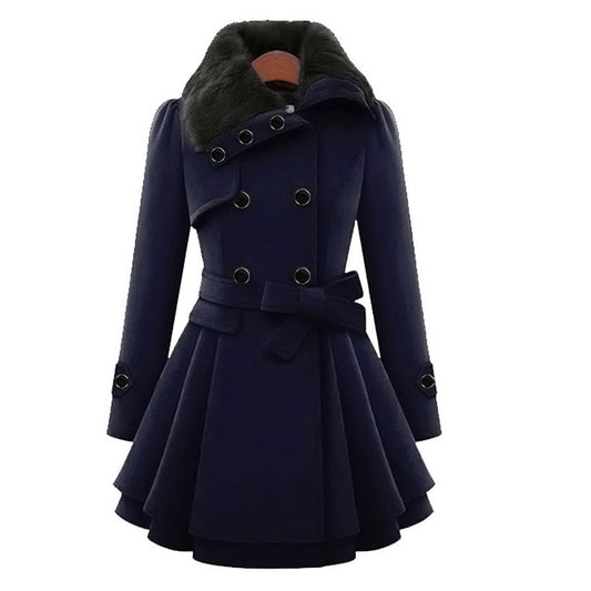 Slim Woolen Medium-Length Coat