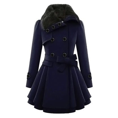Women's plus-size slim medium-length woolen coat