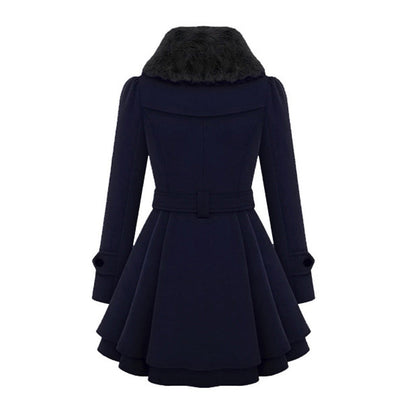 Women's plus-size slim medium-length woolen coat