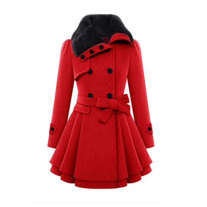 Women's plus-size slim medium-length woolen coat