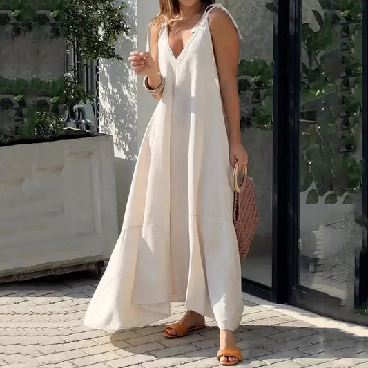 Sleeveless V-Neck Summer Maxi Dress