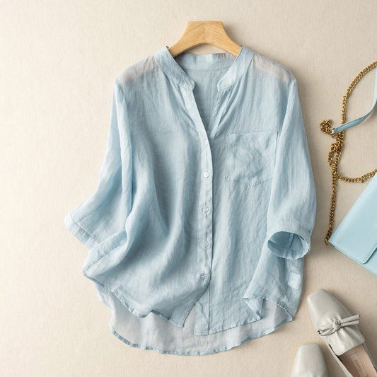 Greta - ladies' casual three-quarter sleeve loose fit shirt