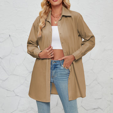 Erin - long sleeved loose shirt with button closure