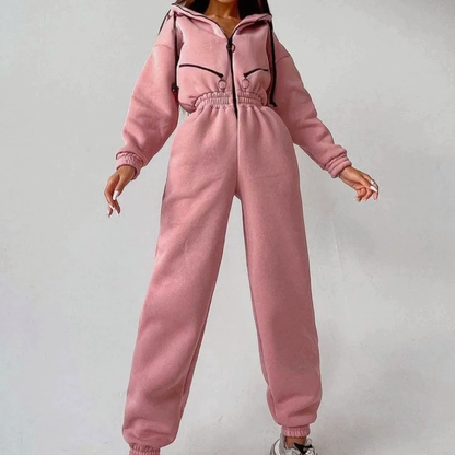Women's sports casual hooded jumpsuit