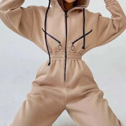 Women's sports casual hooded jumpsuit