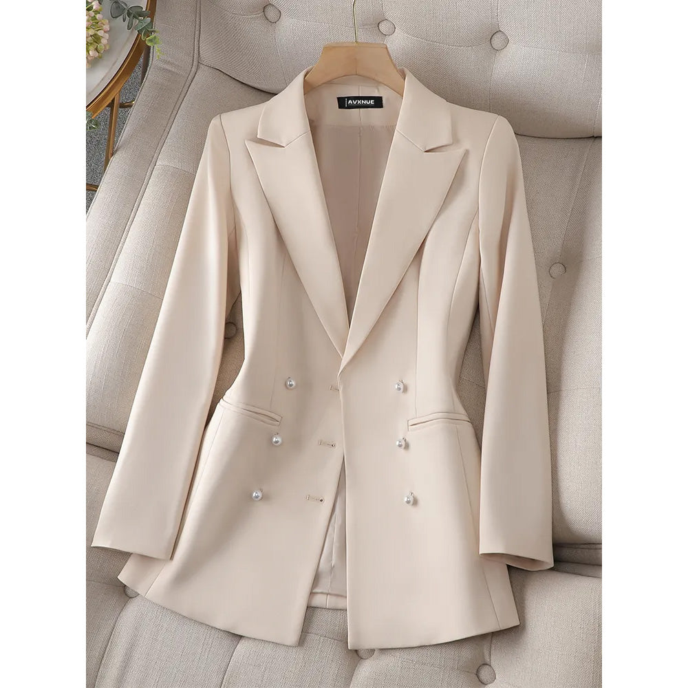 Elaine - tailored blazer with pearl buttons