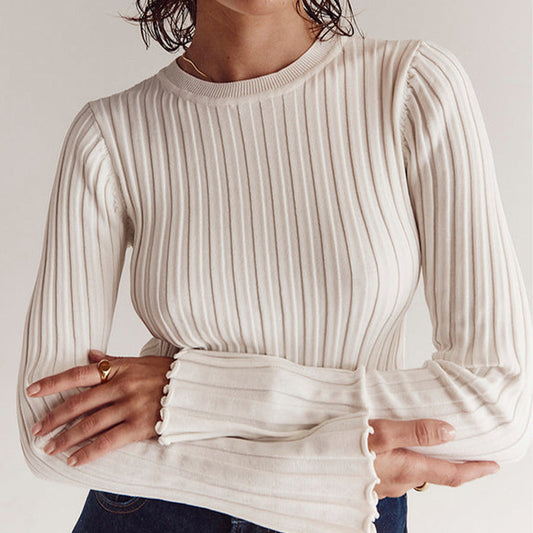 Ruffle Knit Long Sleeve Top