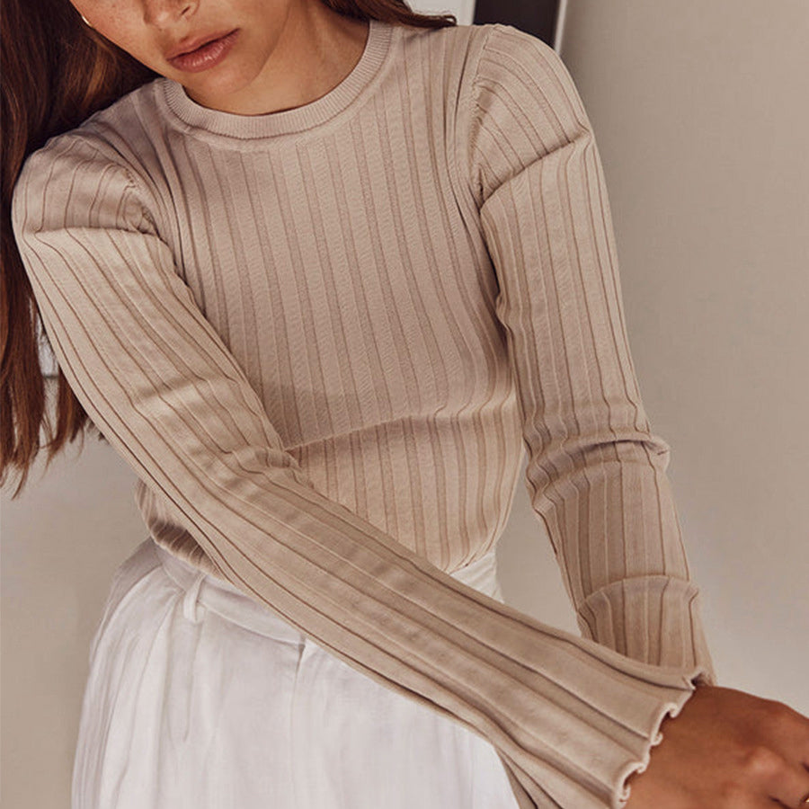 Eva - ruffle knit long sleeve shirt