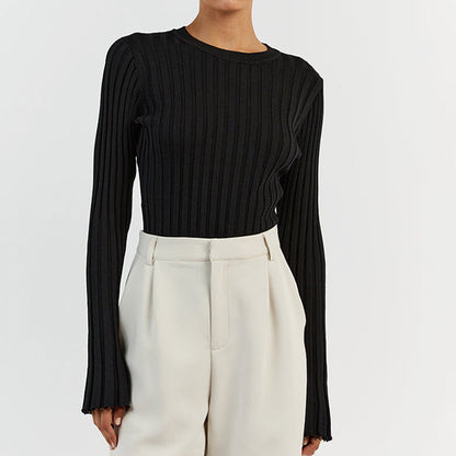 Eva - ruffle knit long sleeve top
