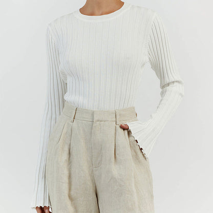 Eva - ruffle knit long sleeve top