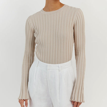 Isla Slim Fit Pullover Sweater | Crewneck Puff Sleeve Sweater