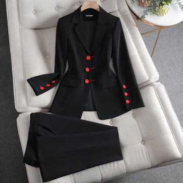 Janet - elegant lapel collar blazer duo set