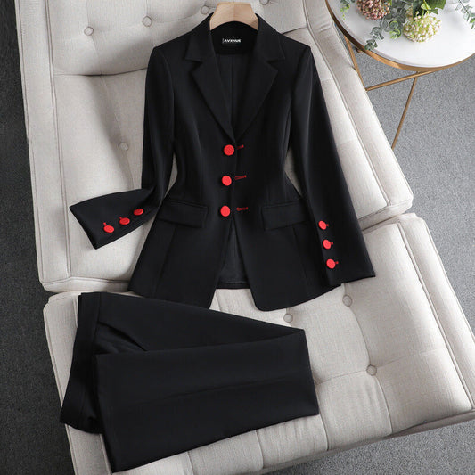 Elegant Lapel Collar Blazer Duo Set