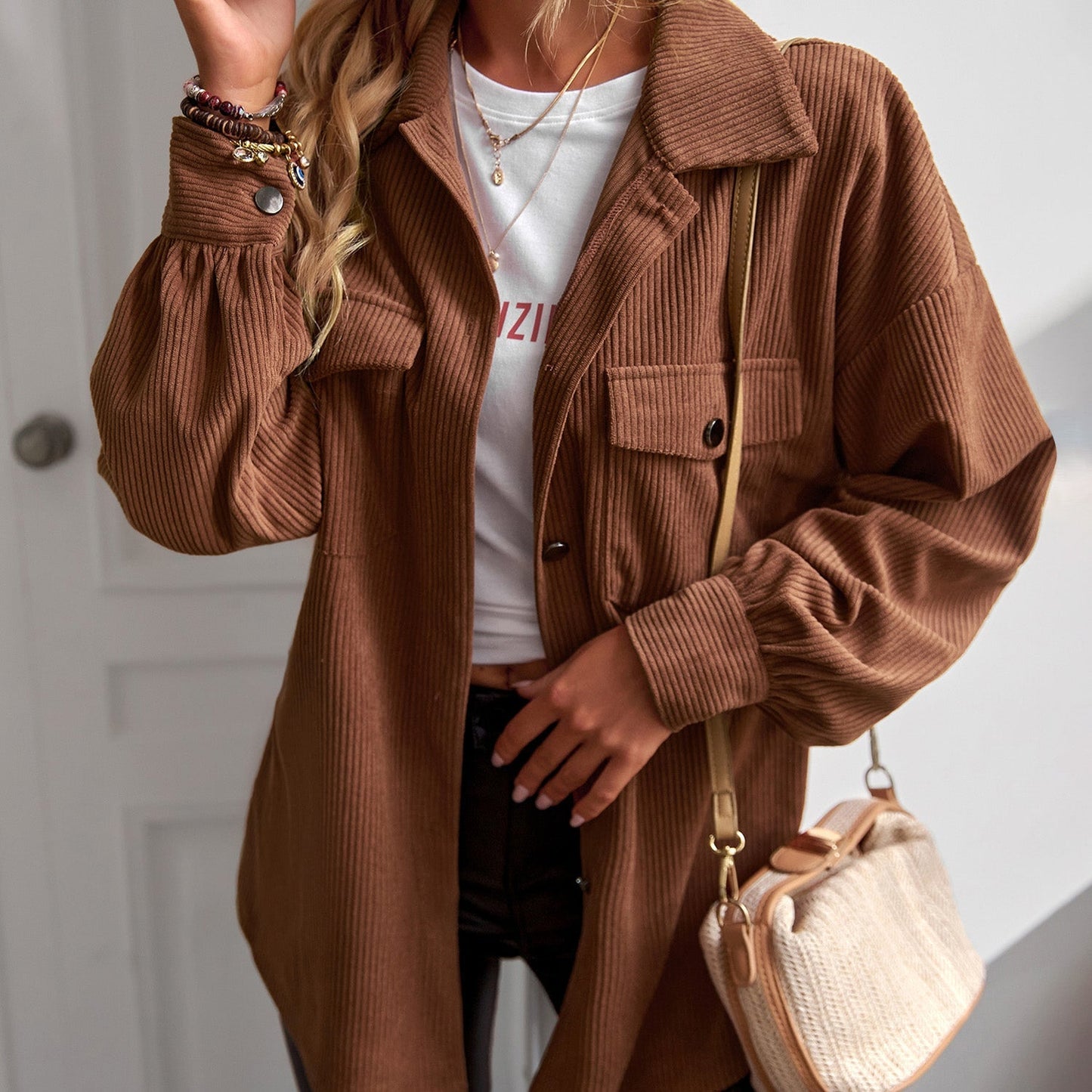 Women's loose winter corduroy jacket