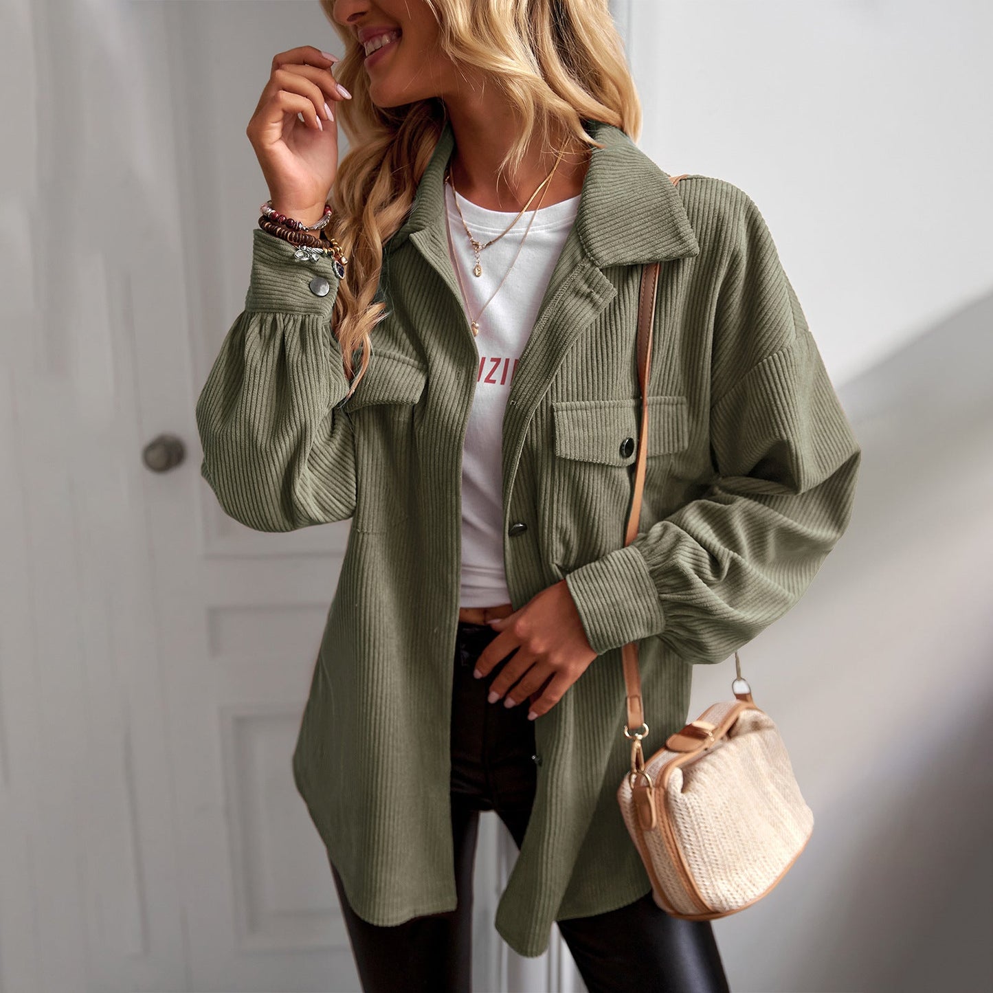 Women's loose winter corduroy jacket