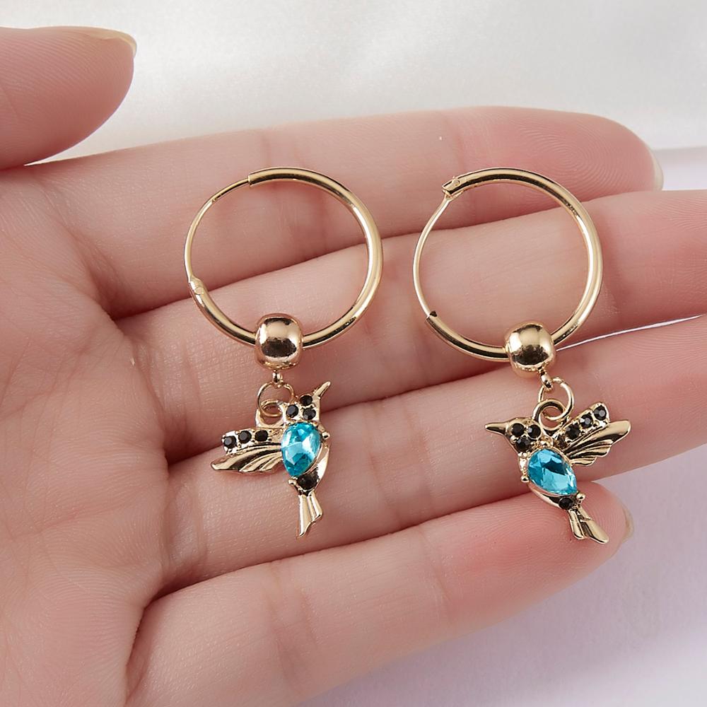 Exquisite hummingbird crystal tassel earrings