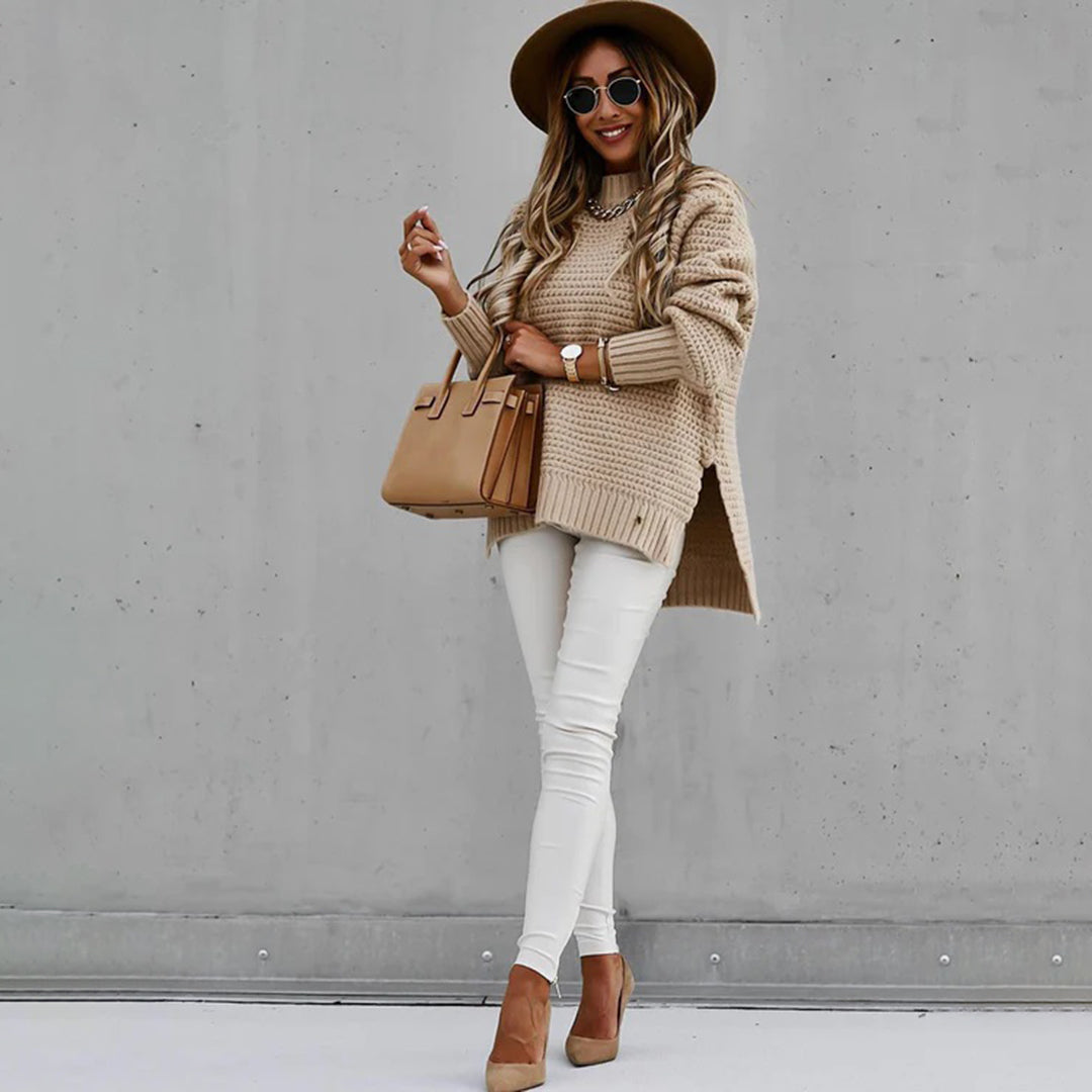 Loose Fit Half-High Collar Knitted Sweater
