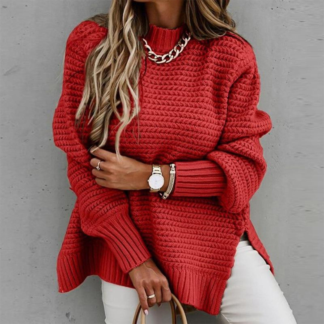 Loose Fit Half-High Collar Knitted Sweater