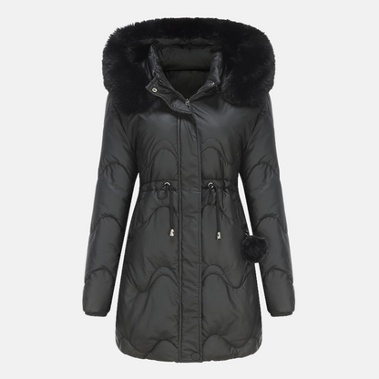 Women's fur jacket with detachable hood