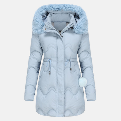 Women's fur jacket with detachable hood