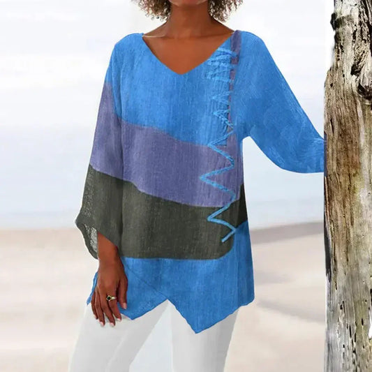 Breezy Asymmetrical Hem Relaxed Fit Blouse